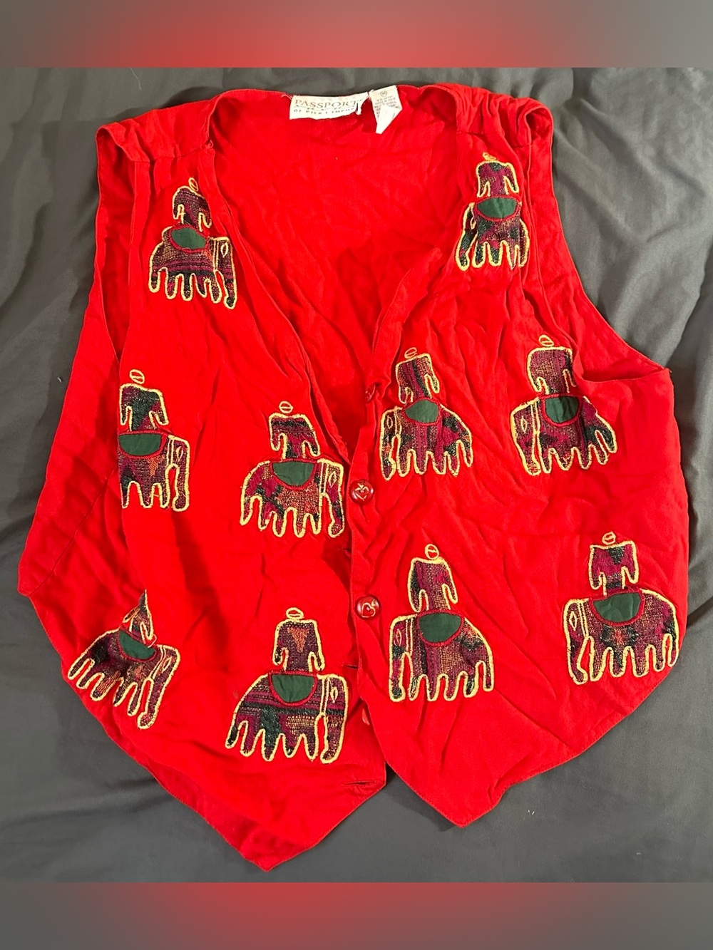Passport Red Top with Teal Stitch Detail